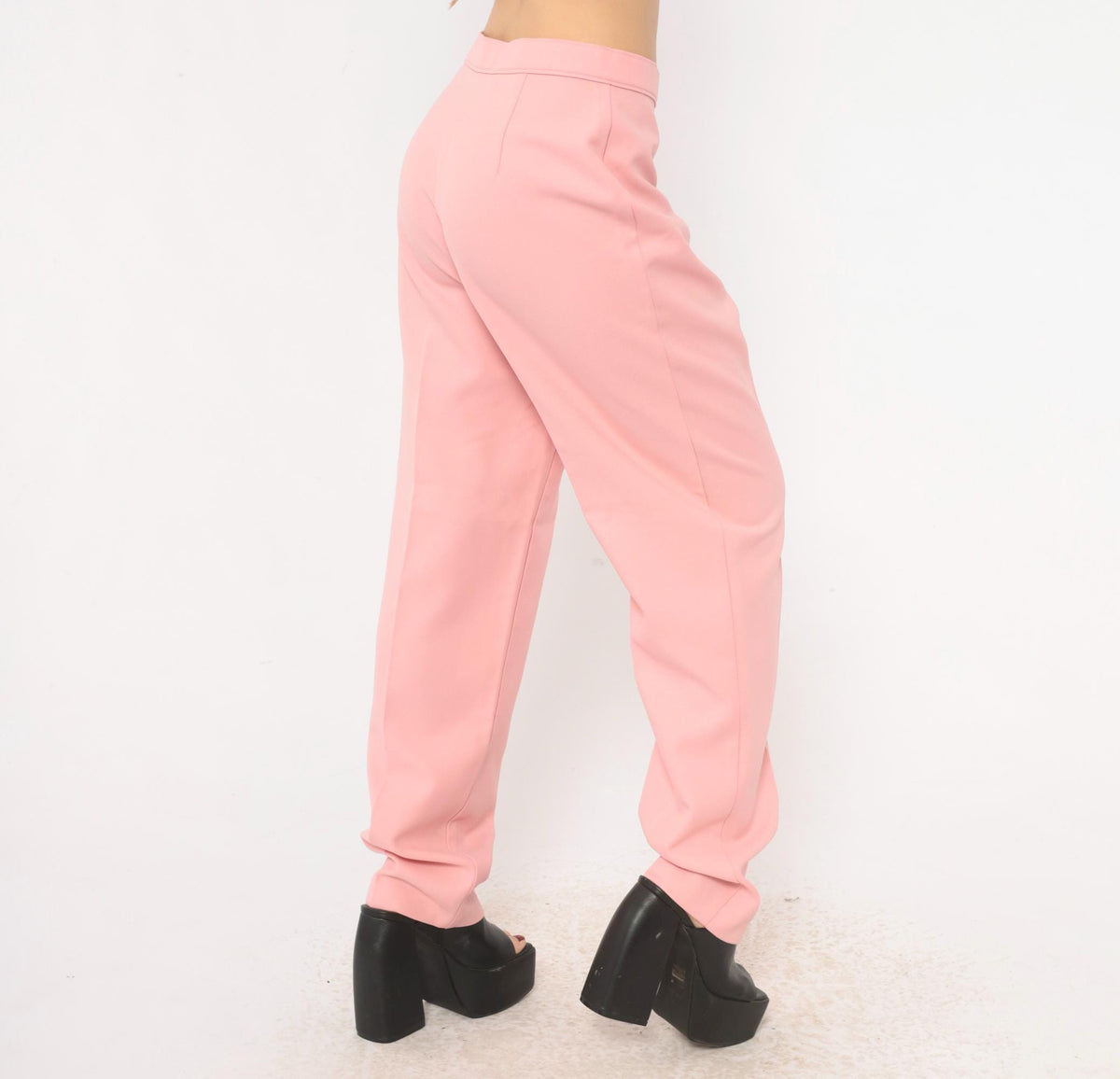 70s Bend Over Pink High-Waist Tapered Trousers Medium M