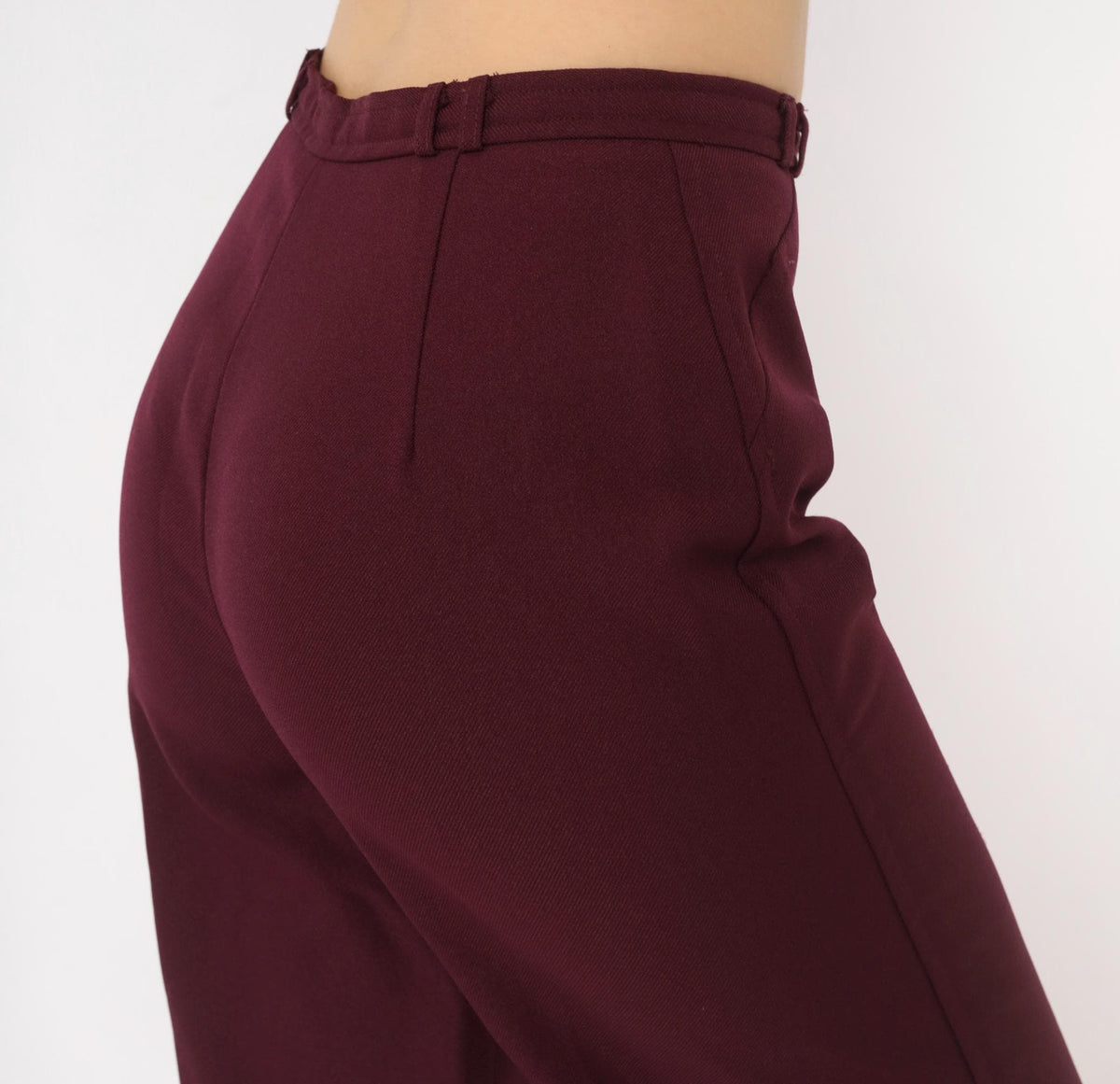 70s Panther Burgundy High-Waist Wide-Leg Trousers Disco Small S
