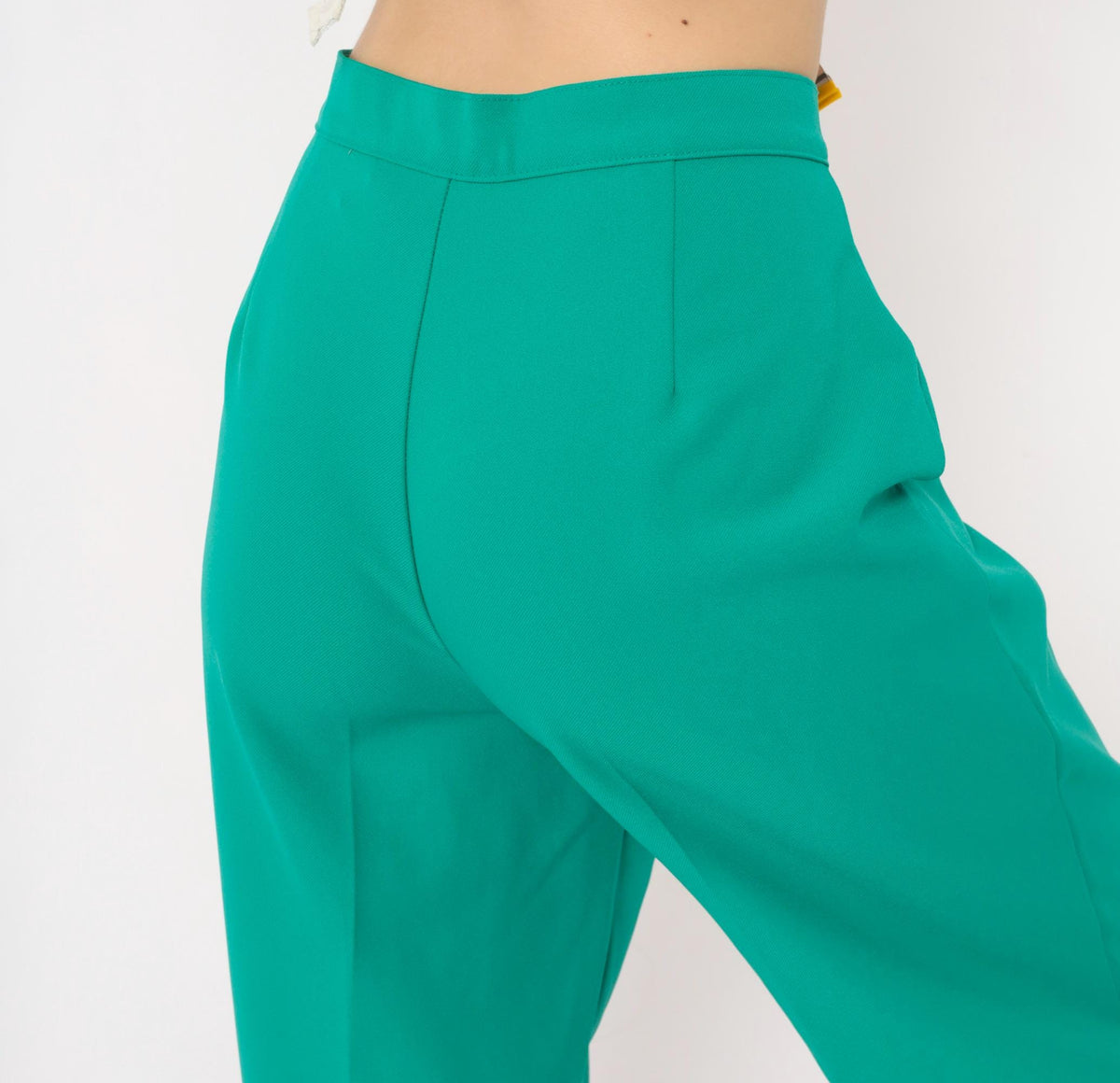 70s Bend Over Teal High Waist Straight Leg Trousers Petite Large