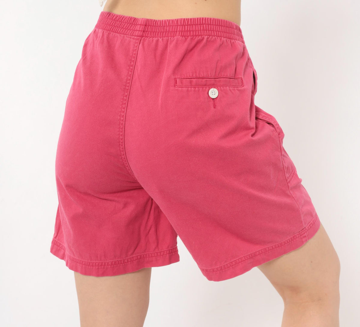90s Eddie Bauer Pink Cotton Shorts High Waist Elastic Medium M