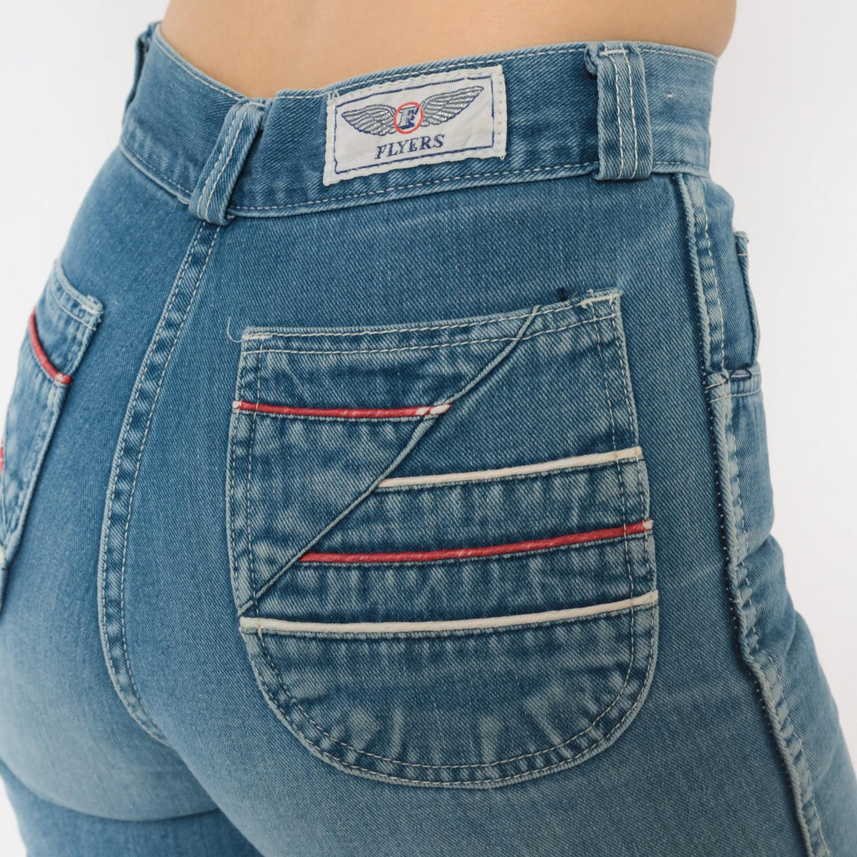 80s Flyers High Waist Straight Leg Jeans Medium Wash Cotton Blue Extra Small XS