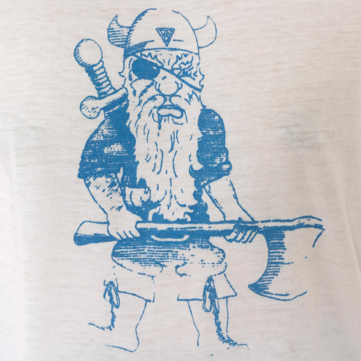 80s Sport-T Viking Ringer Tee White Green Trim Graphic Medium M