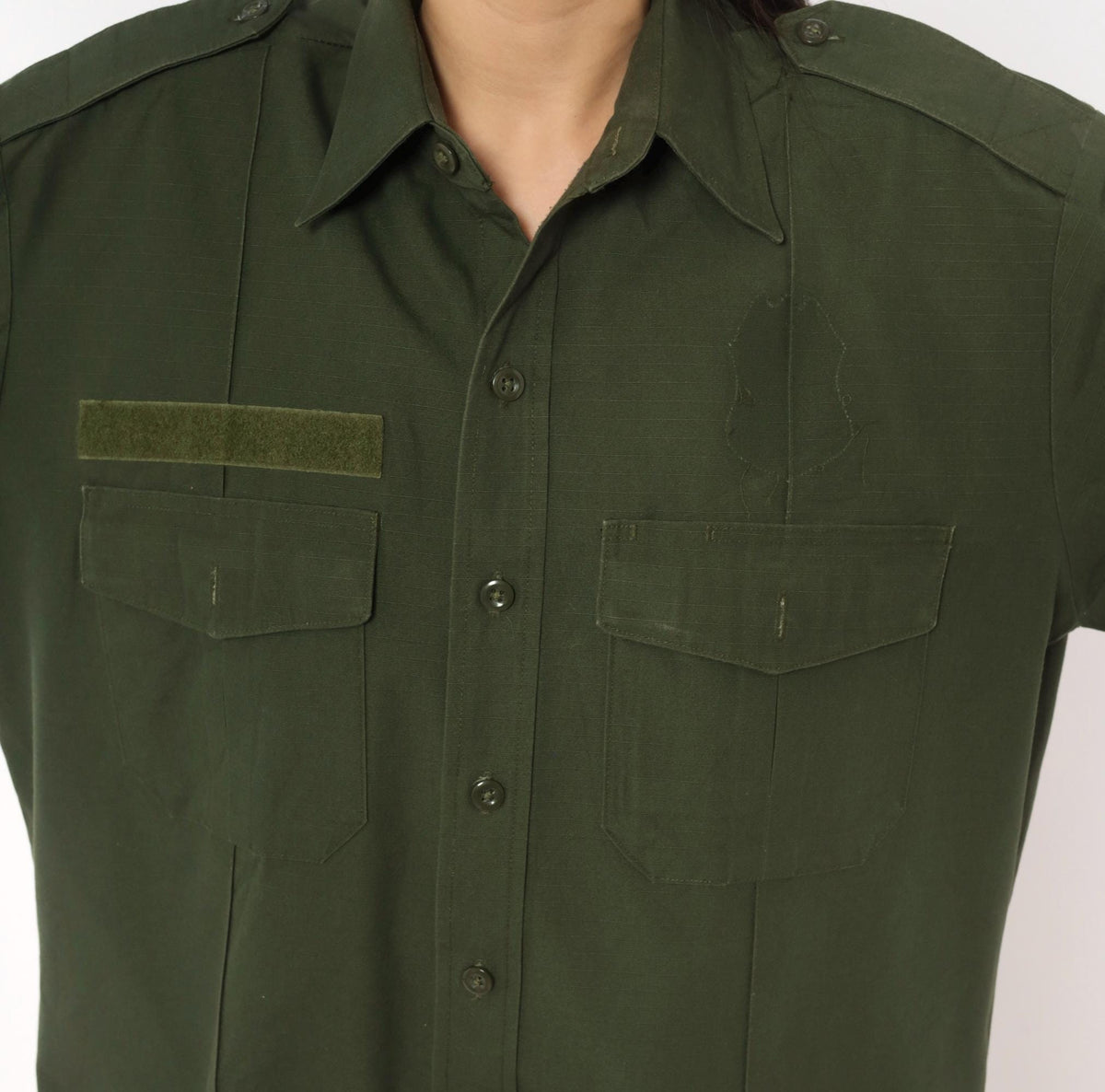 90s Camco Military Shirt Olive Drab Cotton Button-Up Large L
