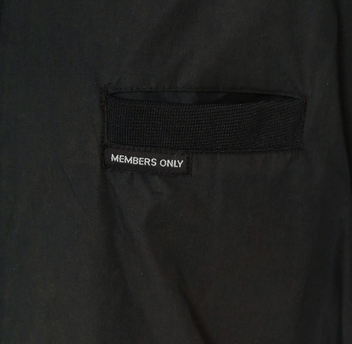 90s Members Only Bomber Jacket Black Nylon Stand Collar Extra Large XL