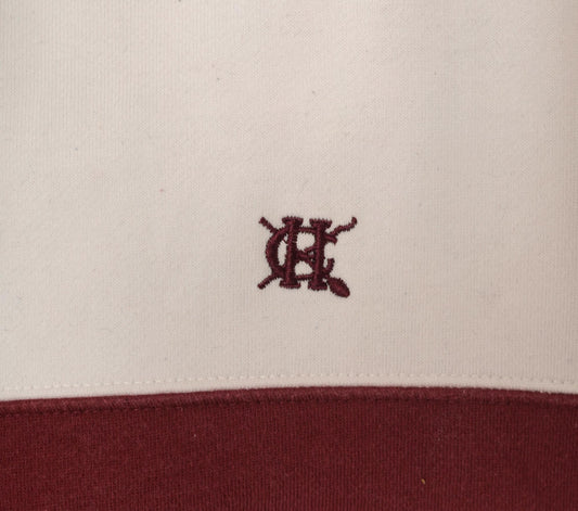 90s Hunt Club Color Block Sweatshirt Cream Burgundy Navy Crewneck Large L