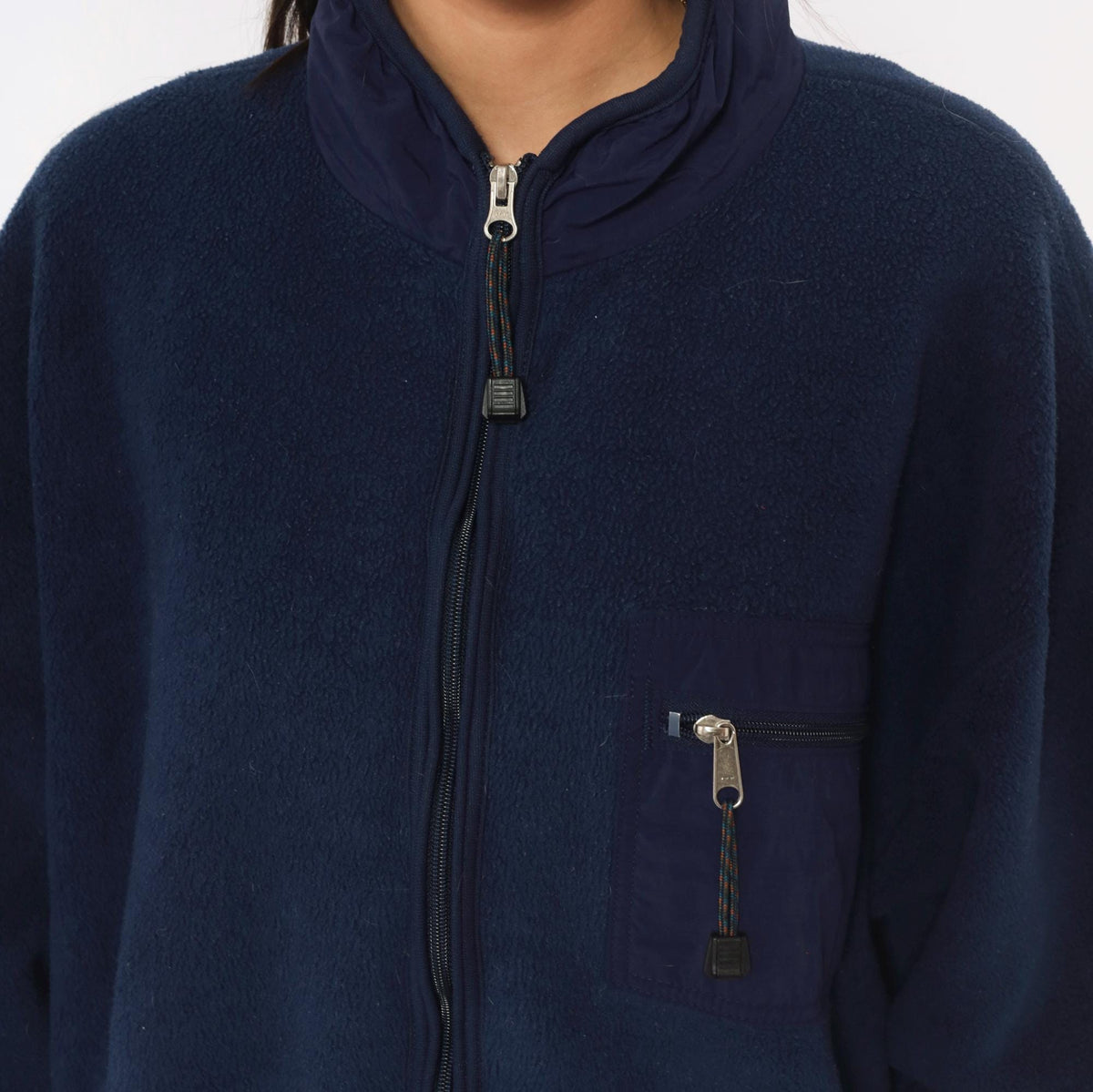 90s EMS Pinnacle Performance Navy Fleece Jacket Zip Front Extra Large XL