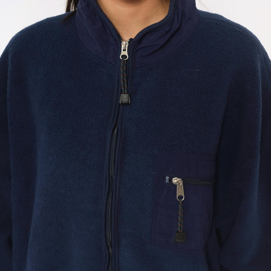 90s EMS Pinnacle Performance Navy Fleece Jacket Zip Front Extra Large XL