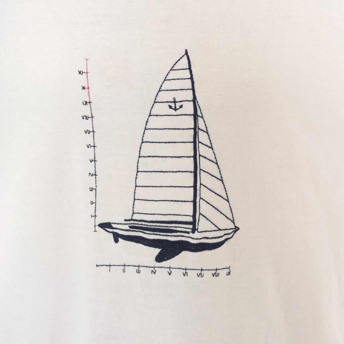 90s Kini Sailboat Embroidered Crewneck Sweatshirt White Navy Cotton Extra Large XXL