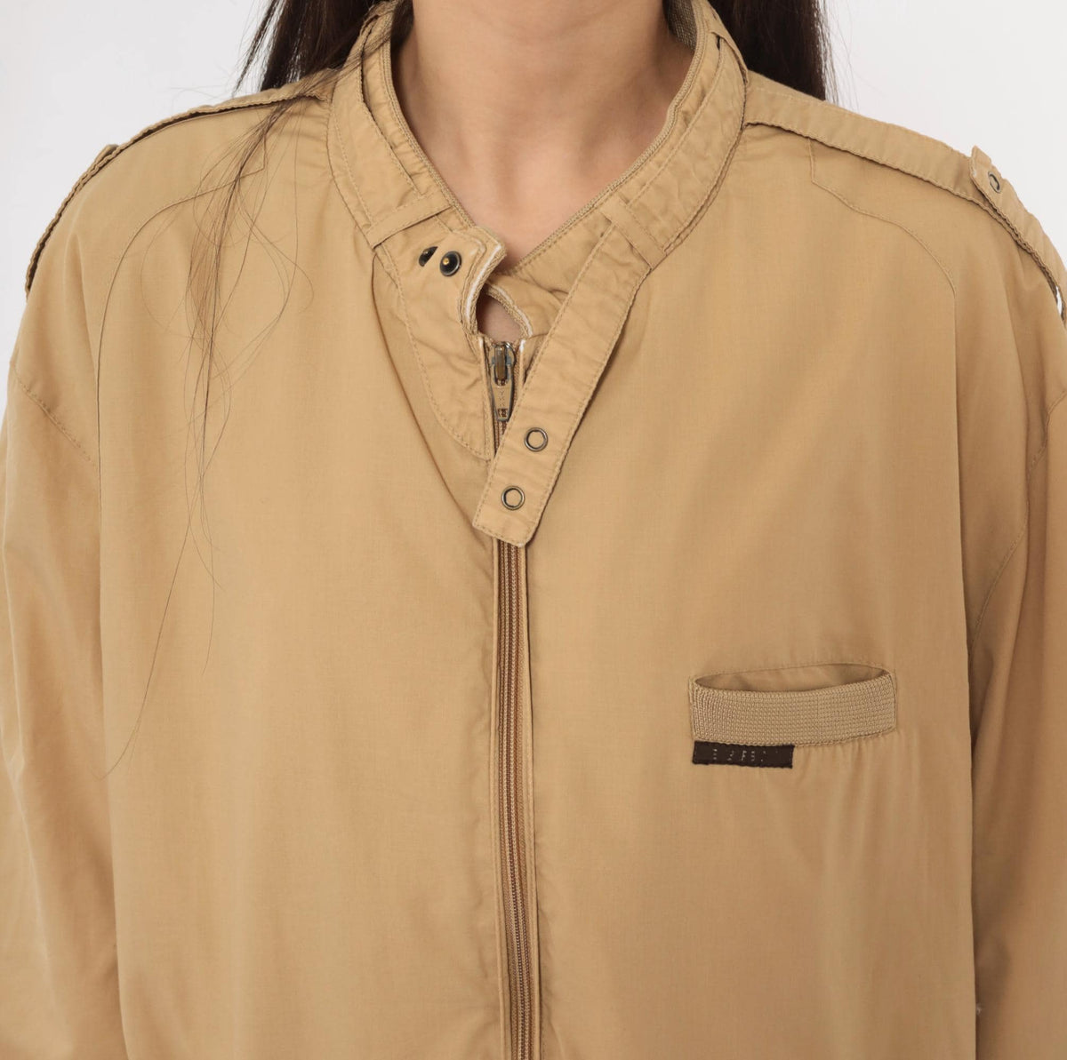 80s Members Only Bomber Jacket Beige Tan Snap Collar Raglan Extra Large