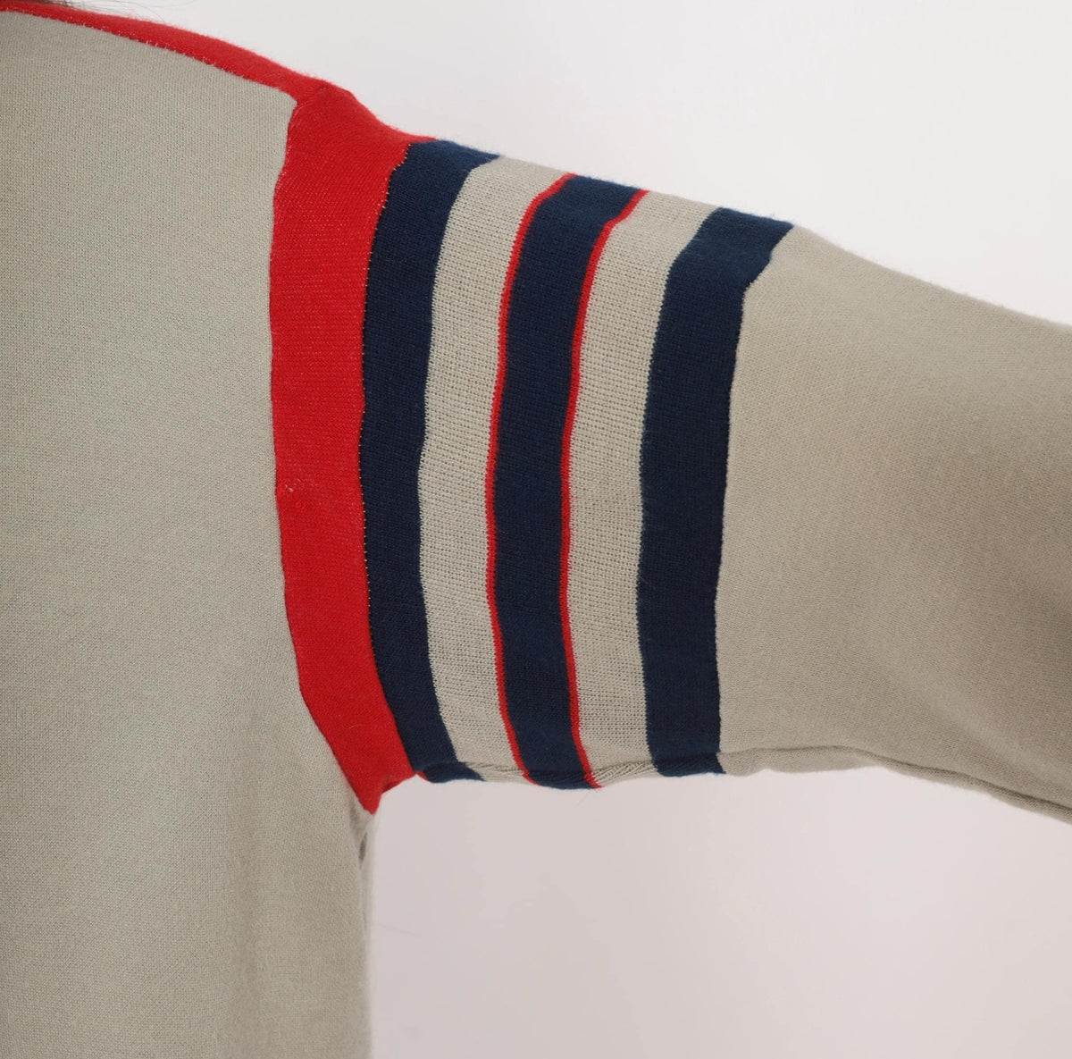 80s Track & Court Zip Jacket Grey Navy Red Stripe Bomber Medium