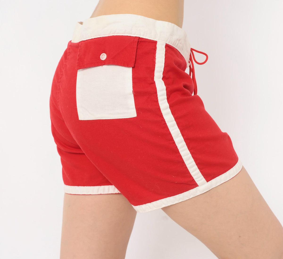 70s Allen A Red Cotton Running Shorts White Trim Athletic Large