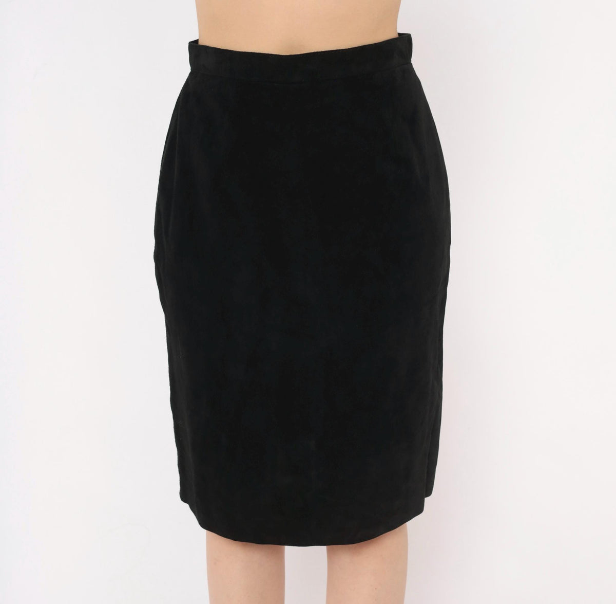 90s Evan Davies Black Suede Mini Skirt Pencil High Waist Small S