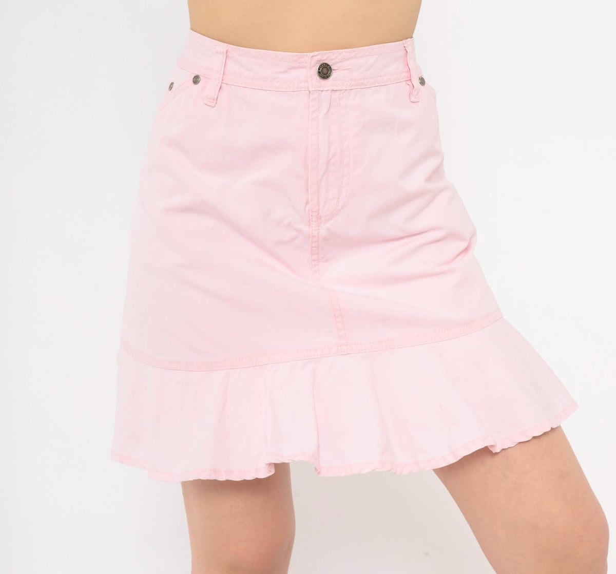 90s Faded Glory Pink Cotton Skort High Waist Ruffled Mini Extra Large XL