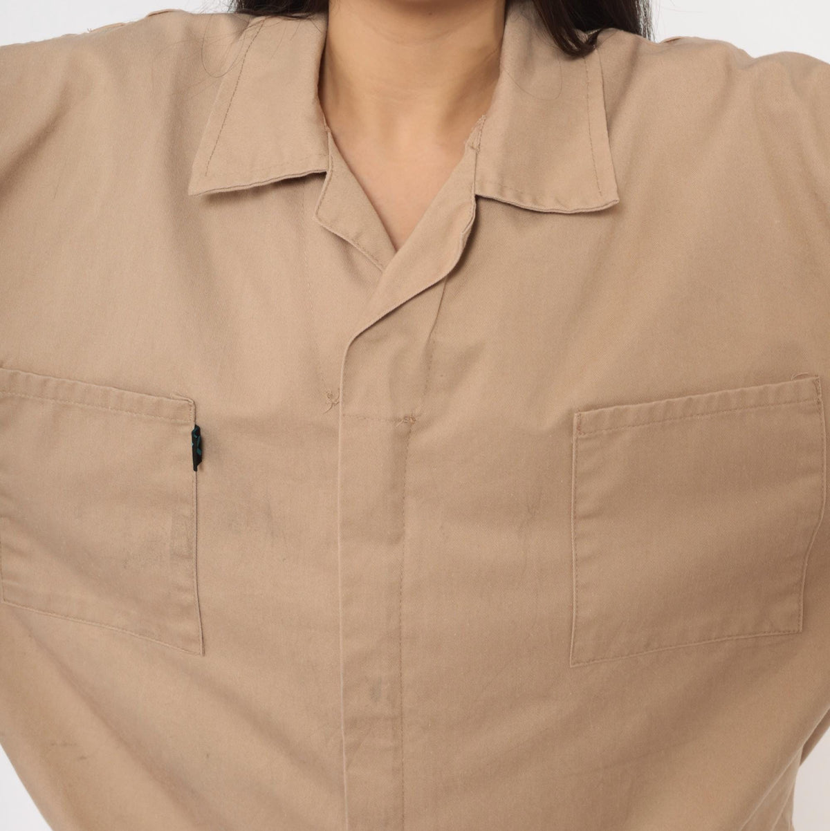 90s Kolossus Tan Coveralls Jumpsuit Short Sleeve Workwear Plus Size 3XL