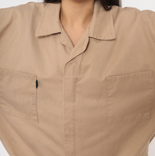 90s Kolossus Tan Coveralls Jumpsuit Short Sleeve Workwear Plus Size 3XL