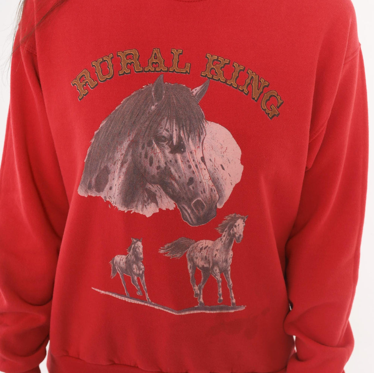 Y2K Red Horse Graphic Sweatshirt Rural King Appaloosa Crewneck Small