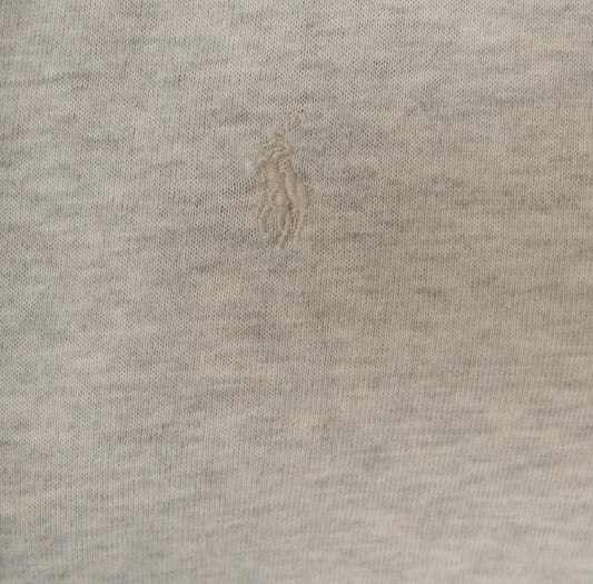 90s Polo Ralph Lauren Grey Cotton Long Sleeve Polo Shirt Medium M