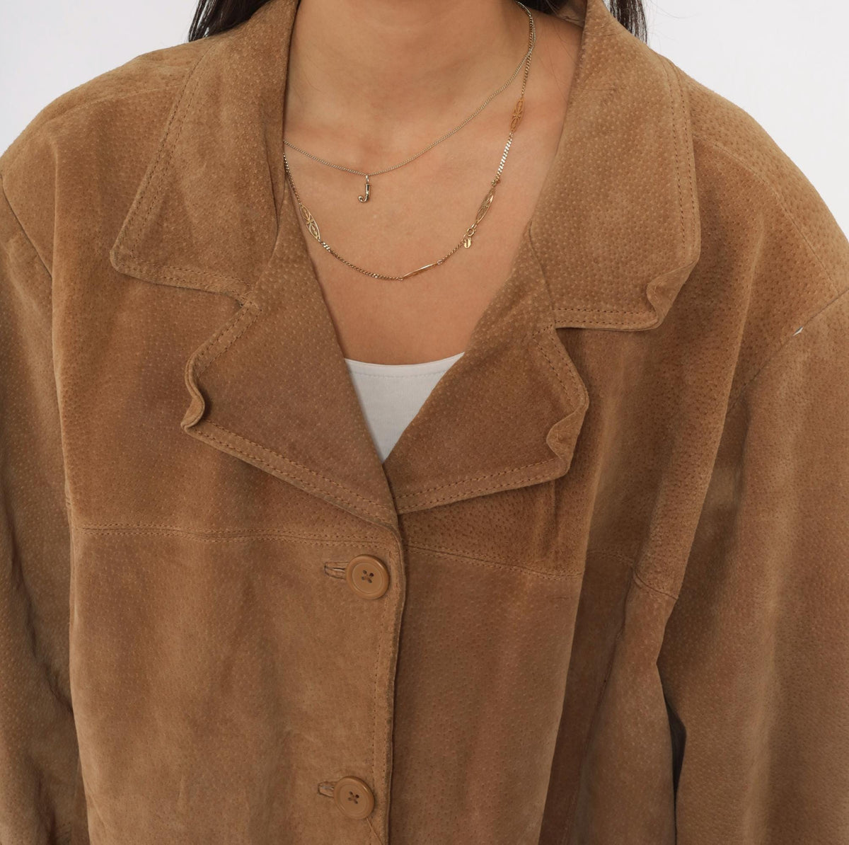 00s Concepts Tan Suede Jacket Belted Button Front Notched Collar Plus Size 3X