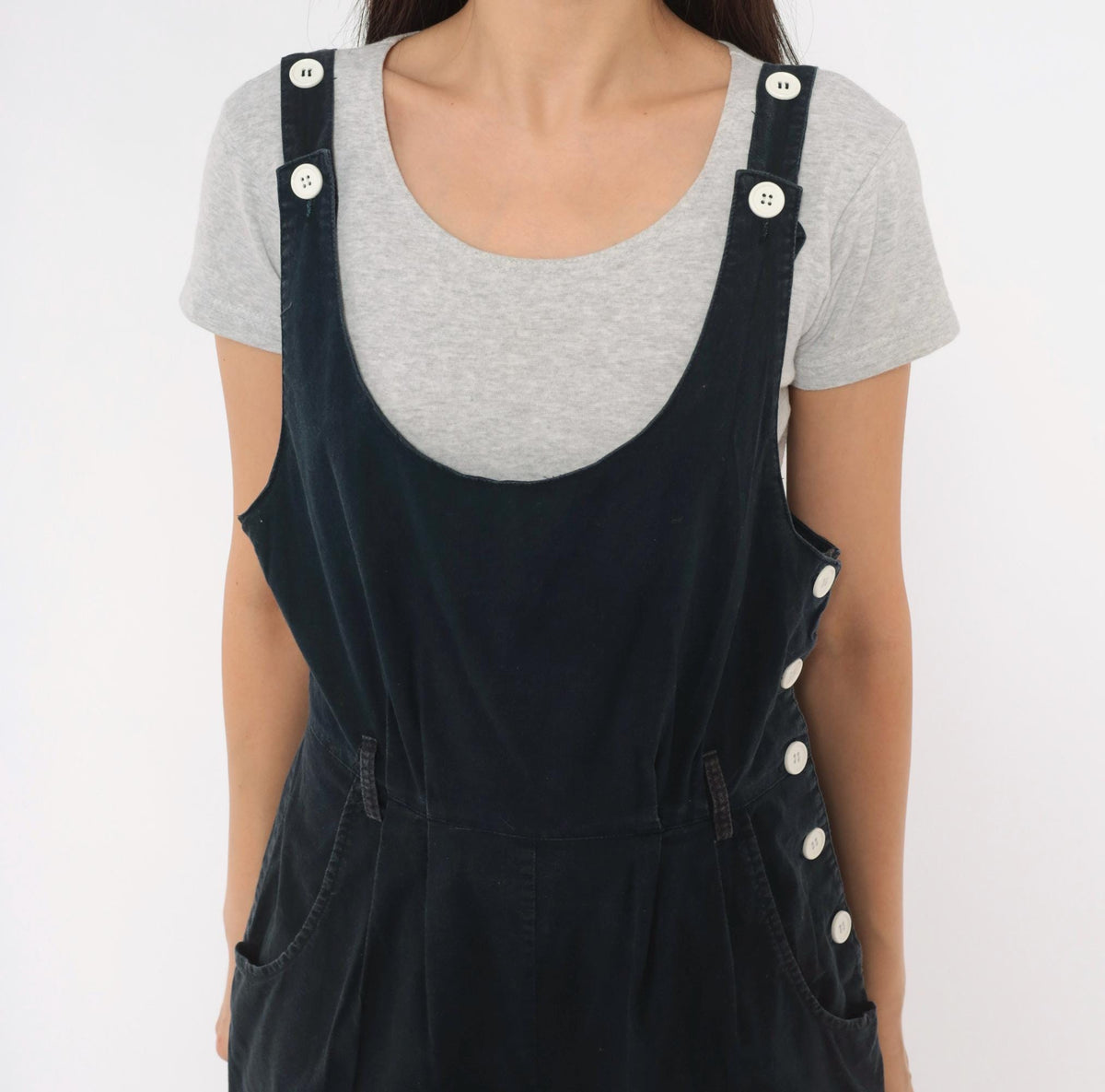90s Joni Blair Navy Cotton Overalls Cropped Tapered Leg Small S