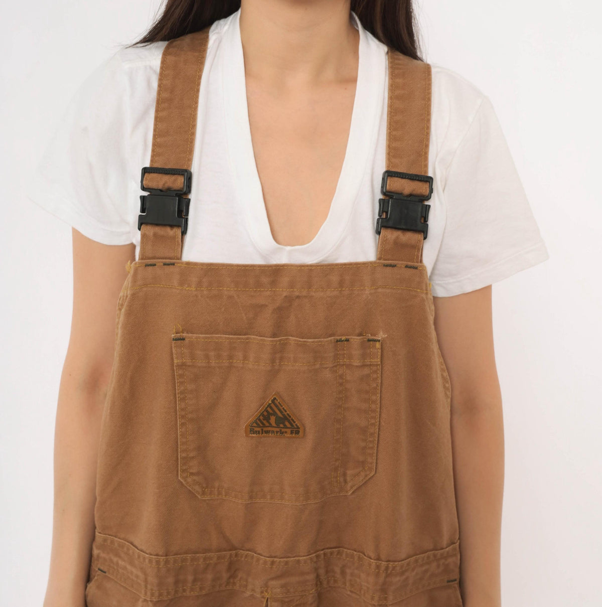 Y2K Bulwark Tan Canvas Bib Overalls Double Knee Workwear XXL