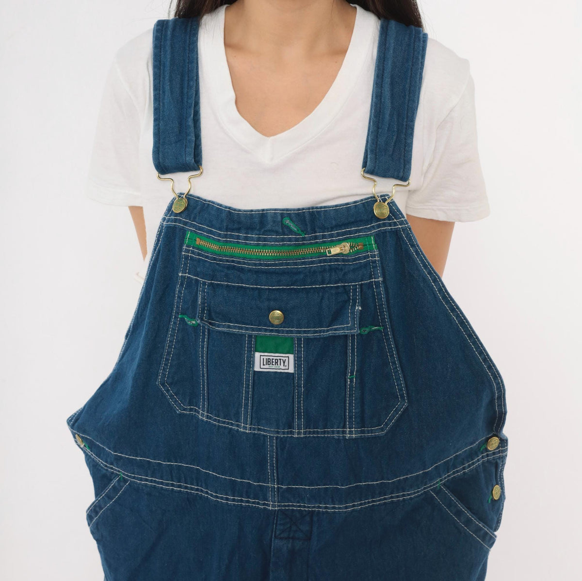 Y2K Liberty Blue Denim Bib Overalls Cotton Wide Leg Carpenter Unisex Extra Large XXL