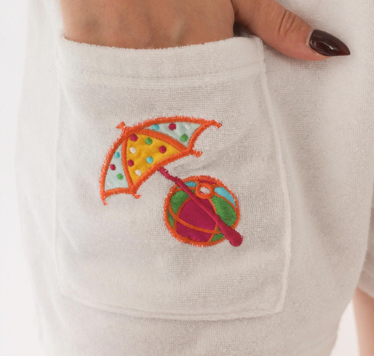 80s Bobbie Brooks White Strapless Terry Cloth Romper Umbrella Embroidered Small