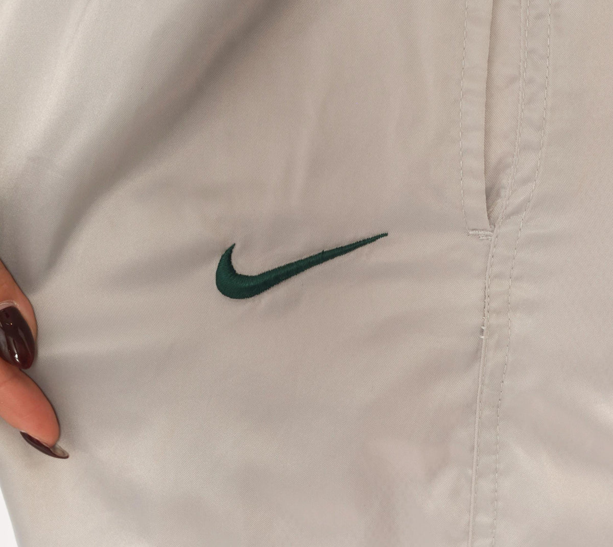 90s Nike Track Pants Grey Nylon Tapered Joggers Ankle Zip Medium M