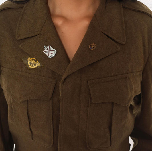 1940s Merit Clothing Olive Wool Ike Jacket 11th Armored Patch Medium
