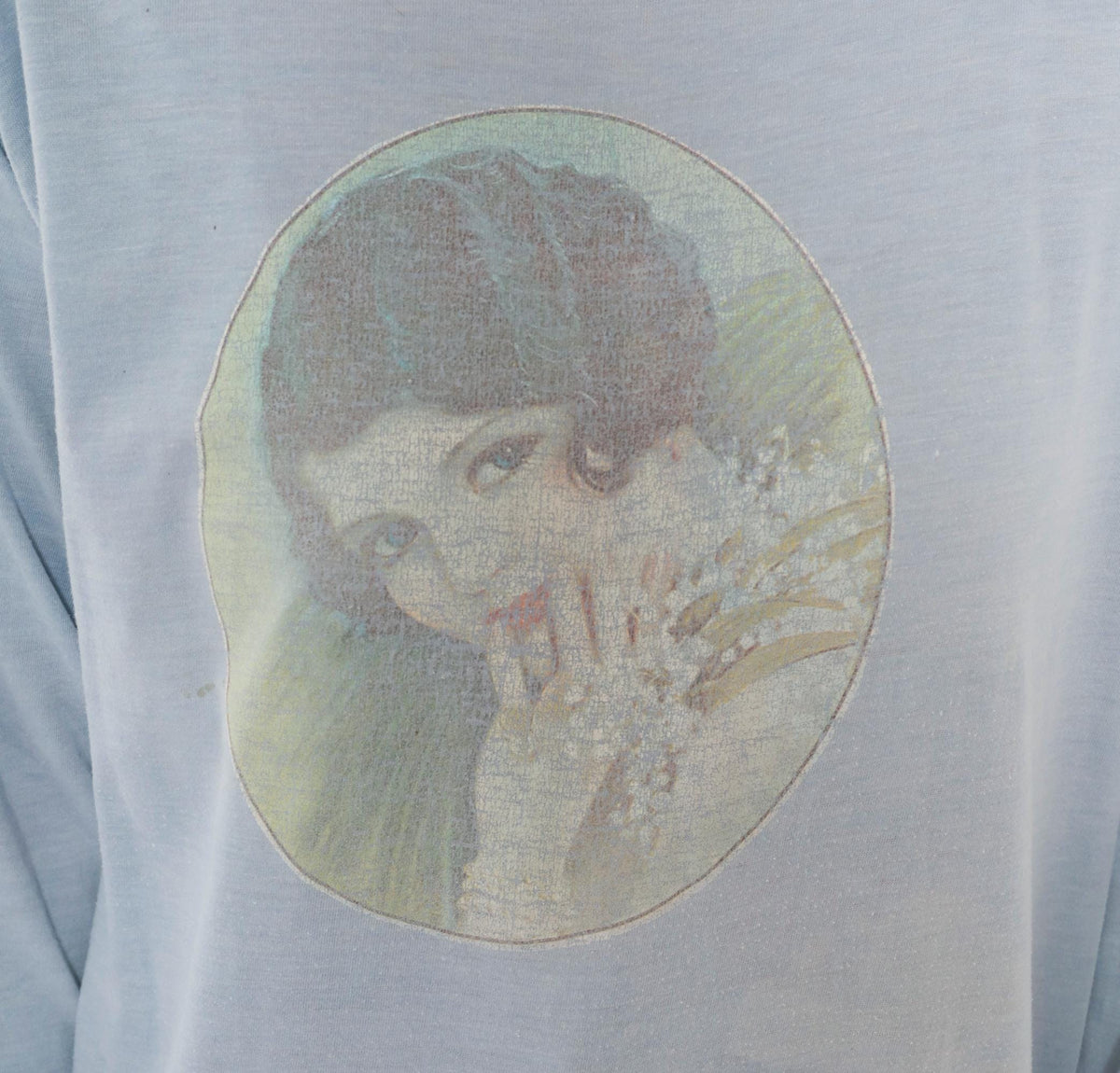80s Skipper Portrait Graphic Tee Light Blue Long Sleeve Victorian Woman Large