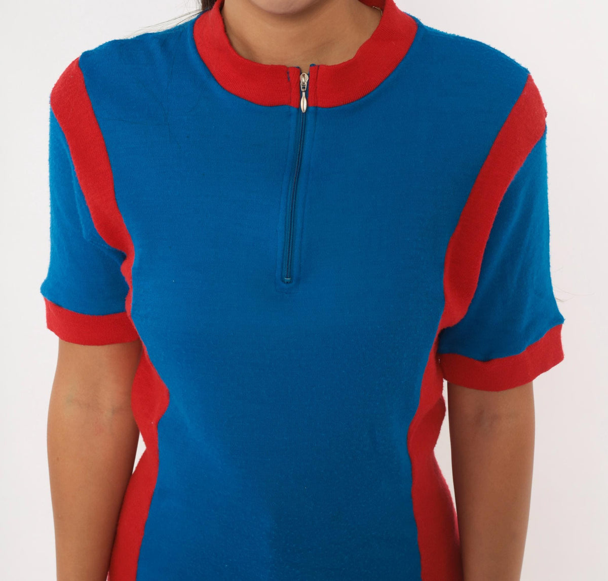 80s Bike Nashbar Cycling Jersey Blue Red Color Block Quarter Zip Medium