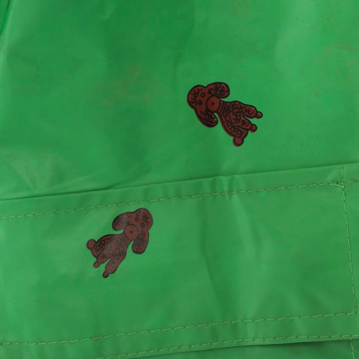 80s Reversible Dog Print Raincoat Hooded Snap Front Navy Trim Small