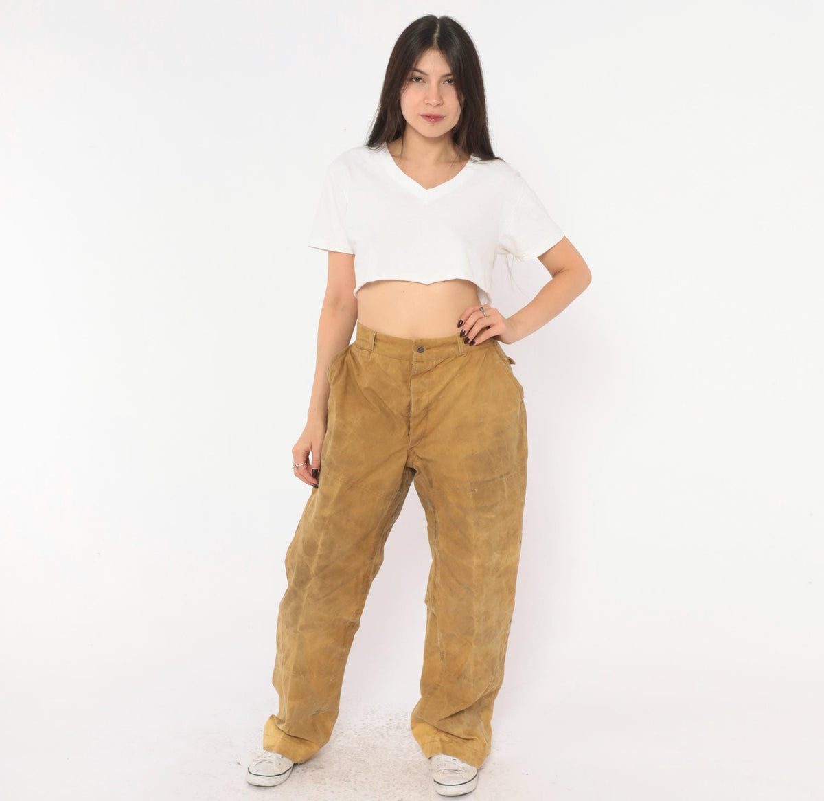 1920s Drybak Hunting Trousers Mustard Cotton High Waist Straight Leg Medium