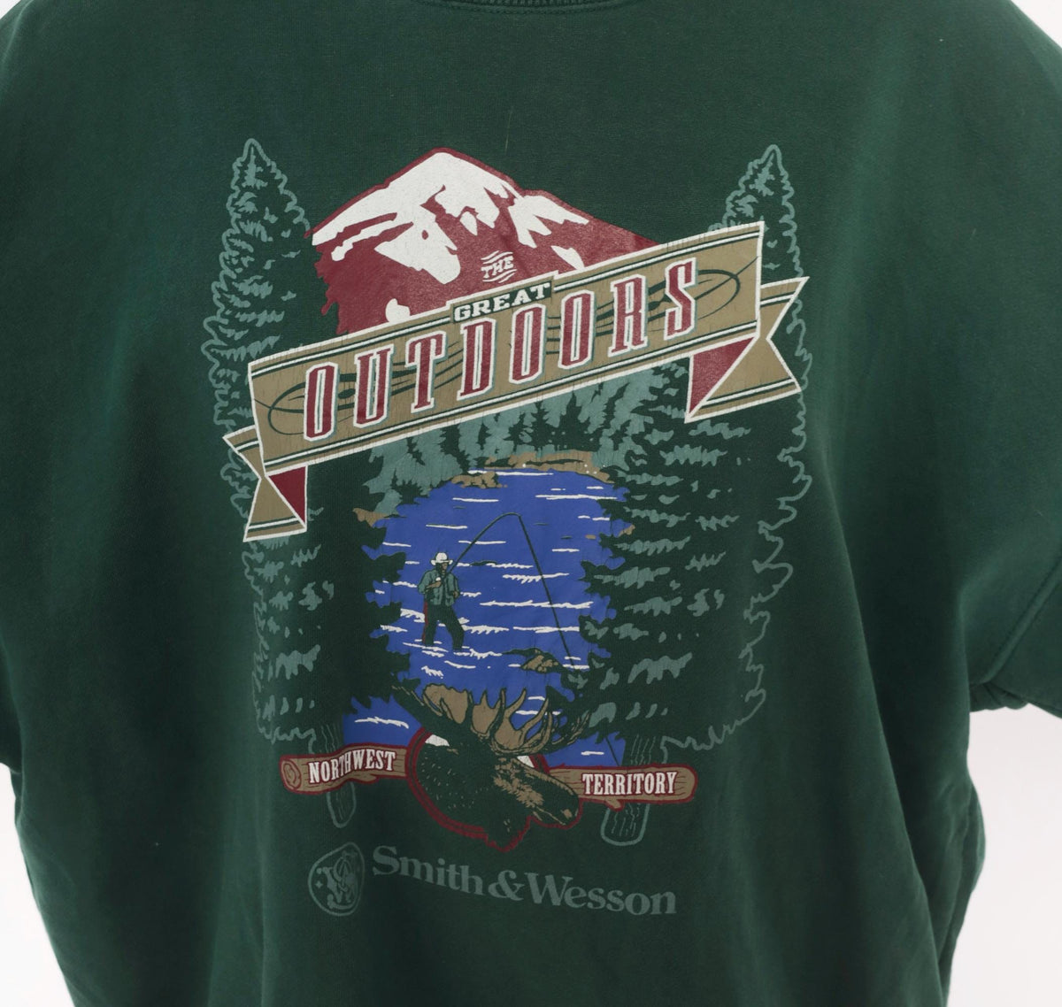 90s Gear for Sports Forest Green Graphic Sweatshirt Moose Mountain Large L