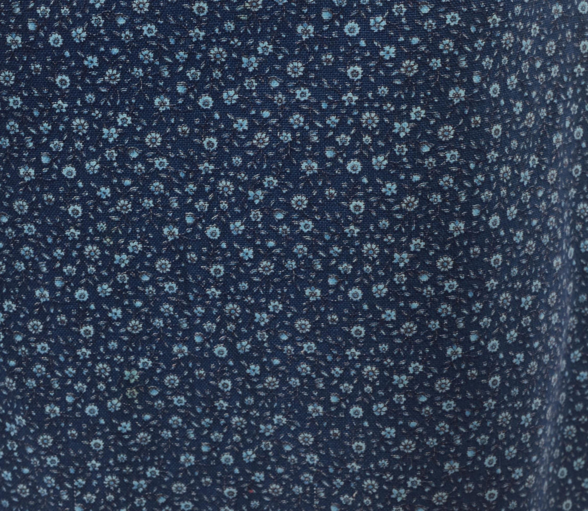 60s Navy Ditsy Floral Calico Cotton A-Line Skirt High Waist Extra Small
