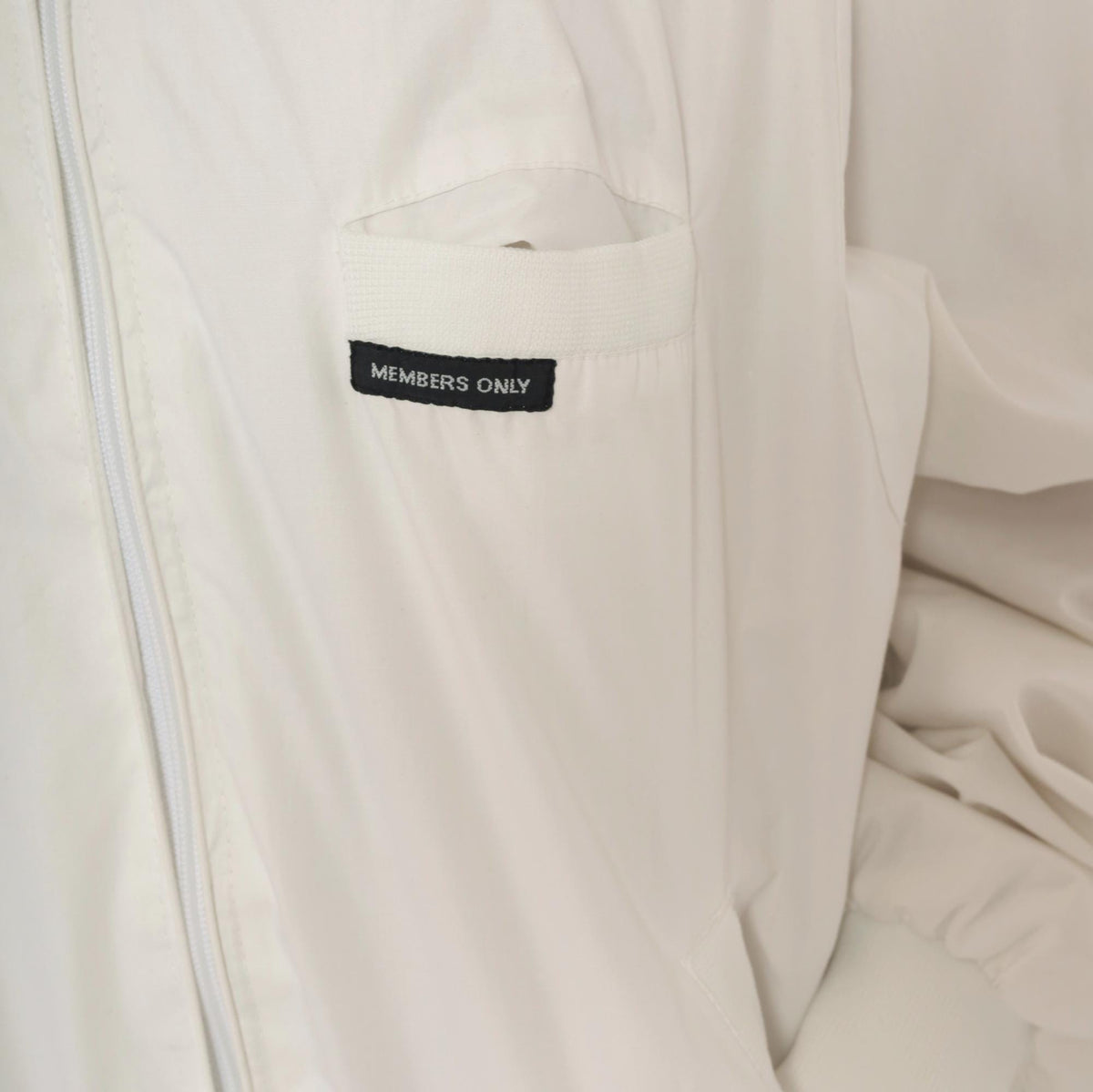 80s Members Only Bomber Jacket White Zip Front Raglan Windbreaker Small