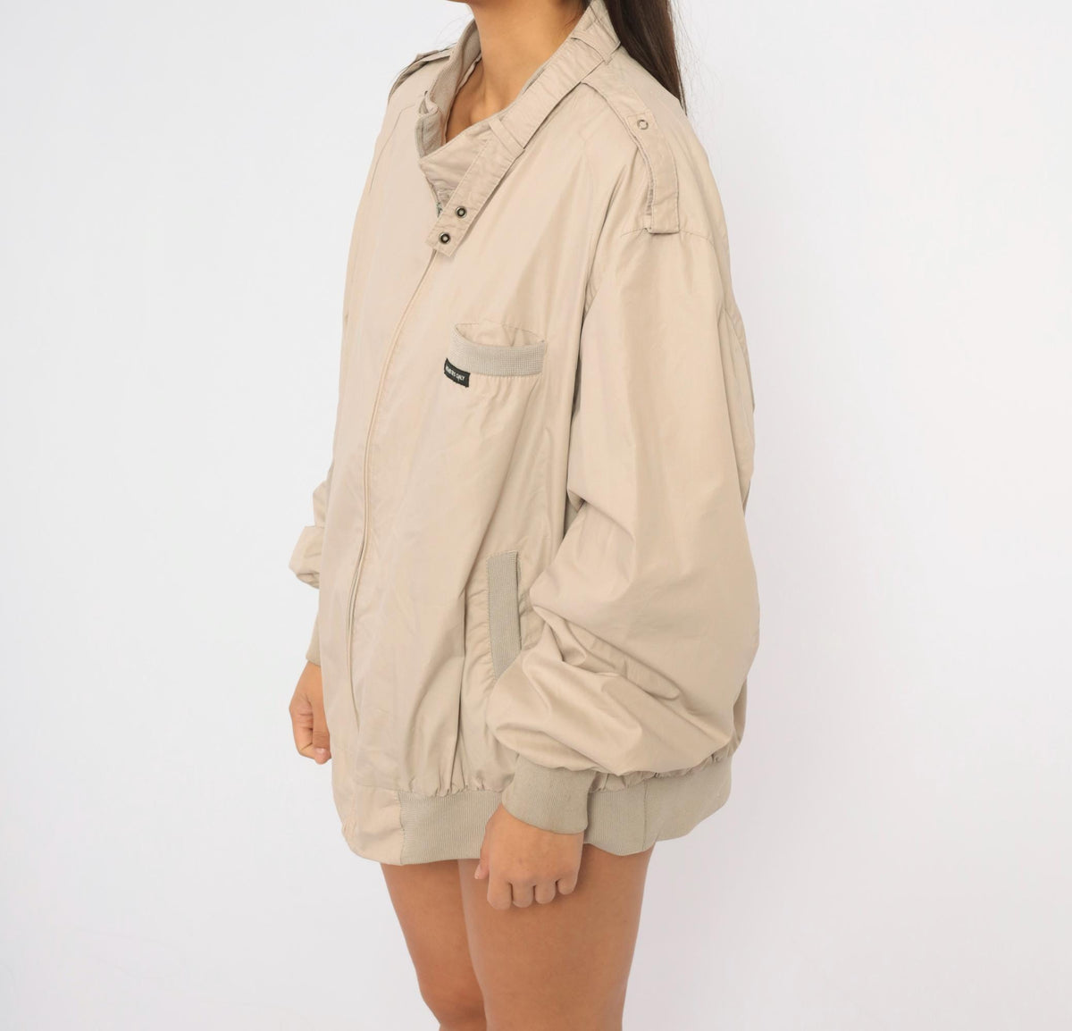 80s Members Only Bomber Jacket Beige Raglan Zip Front Plus Size XXL