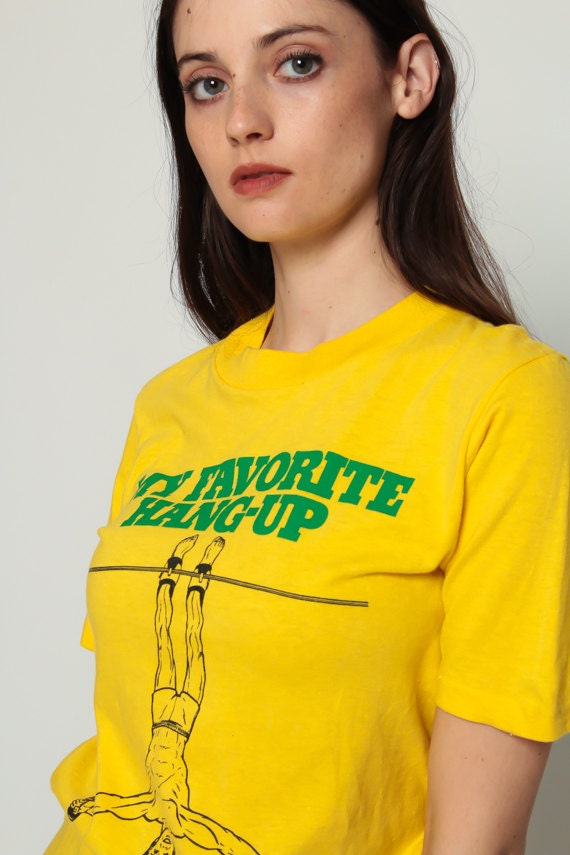 80s Gravity Boots Graphic T-Shirt Yellow Burnout Tee Small