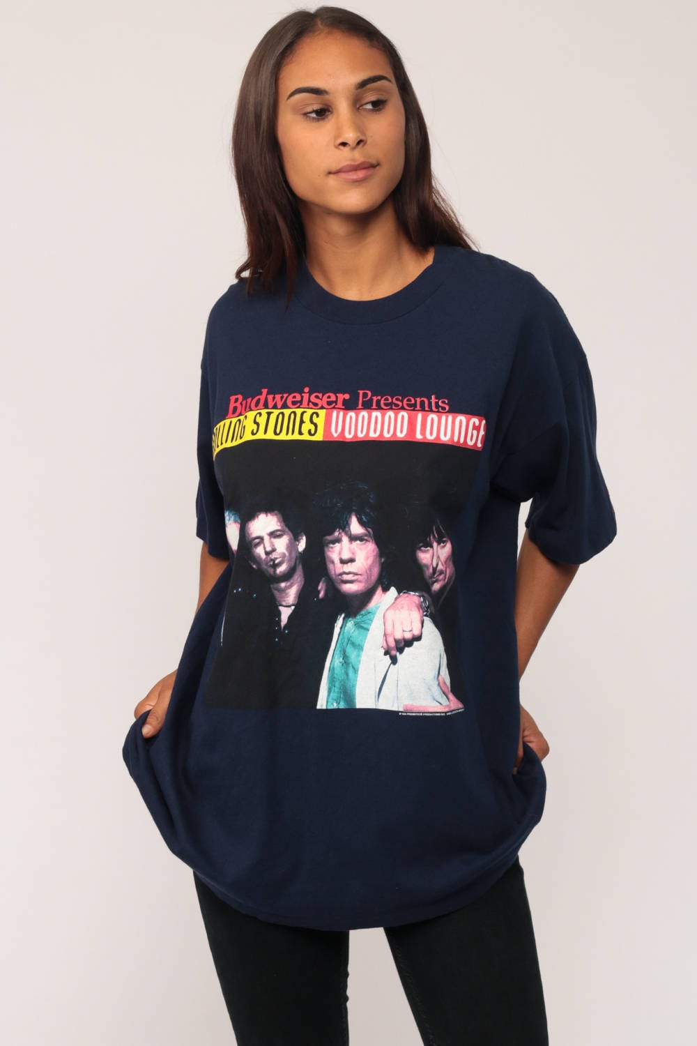 Rolling Stones Voodoo Lounge 1994 Tour Band Tee Navy Cotton Extra Large