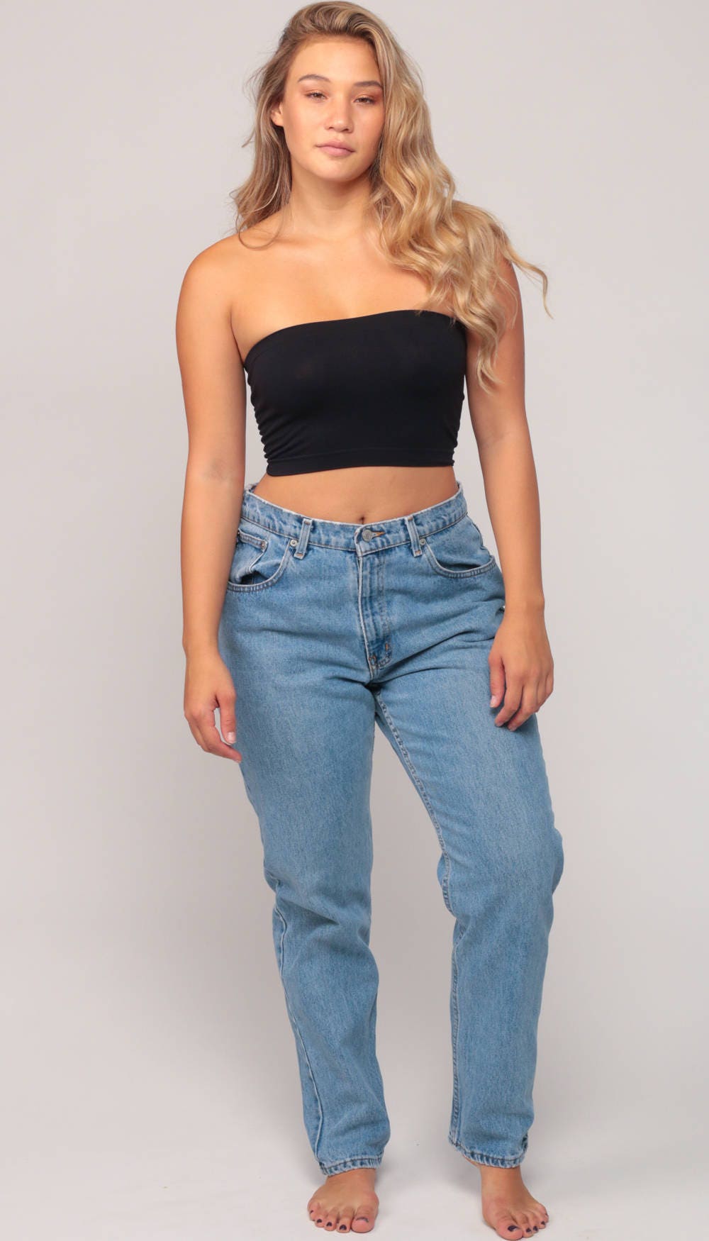 Ralph Lauren 90s High Waist Mom Jeans Blue Denim Tapered Large 12