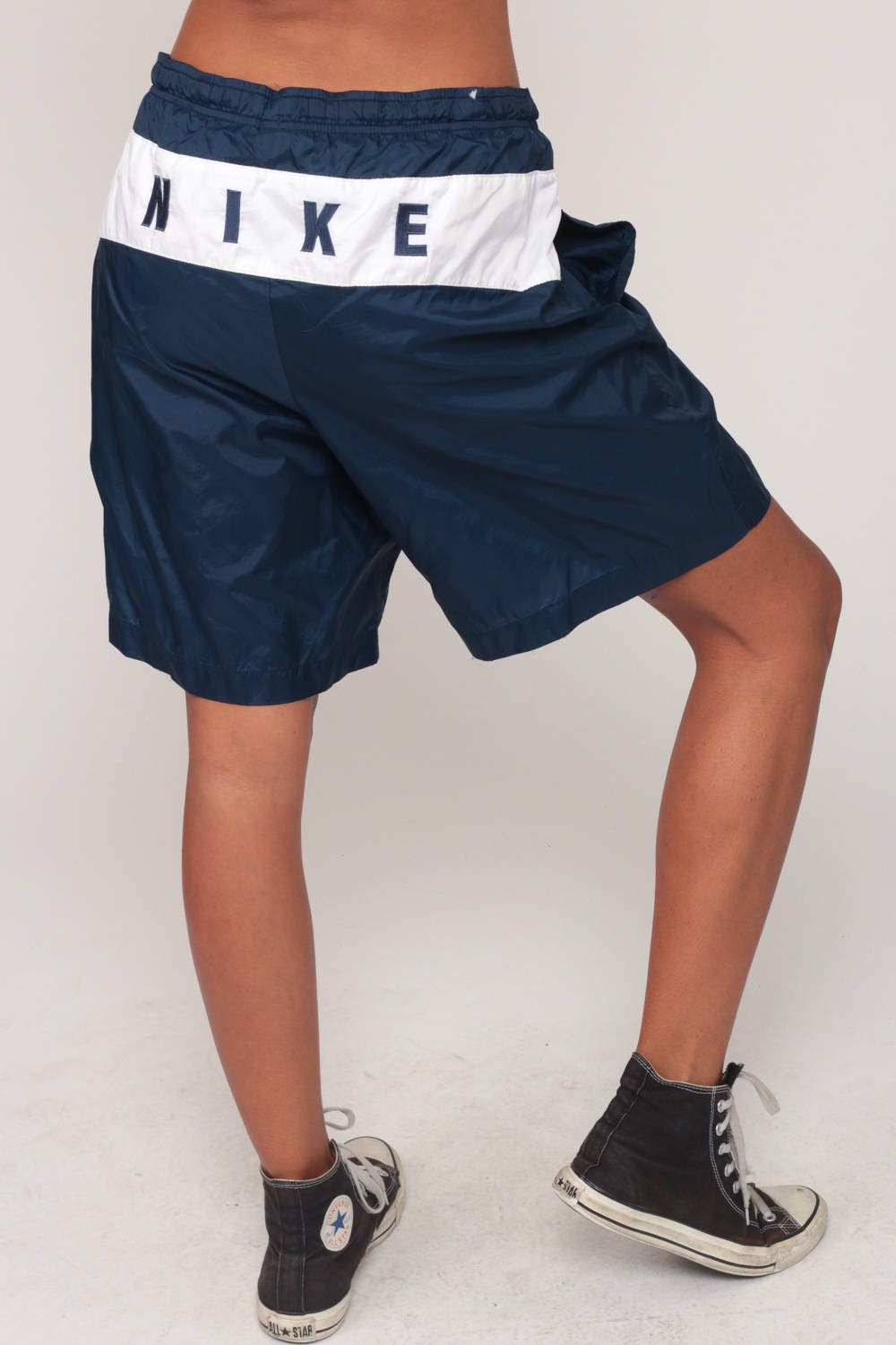 Nike 90s Basketball Shorts Navy Swoosh Spell Out Medium