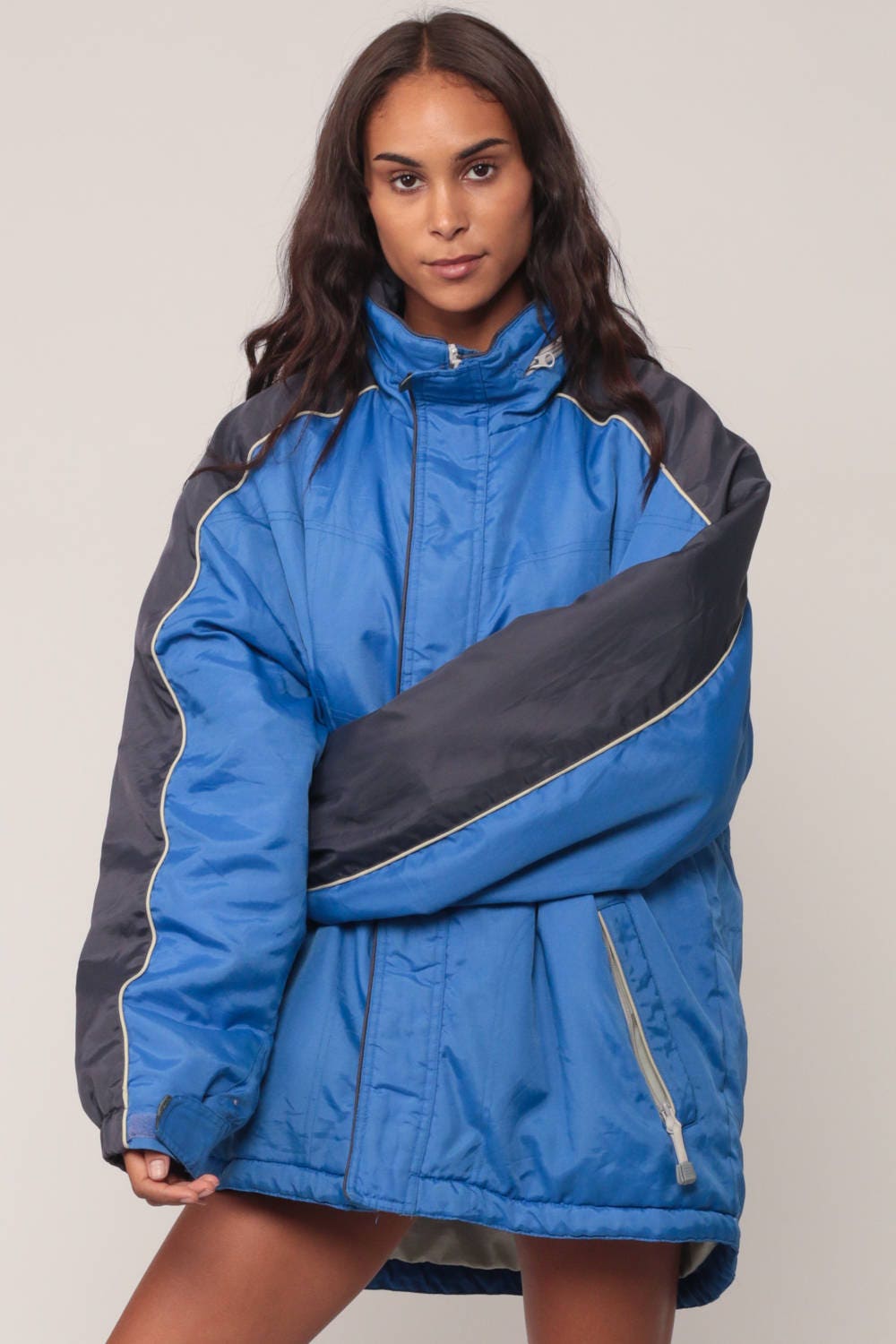 Fila Blue Hooded Sports Jacket 90s Nylon Windbreaker Extra Large