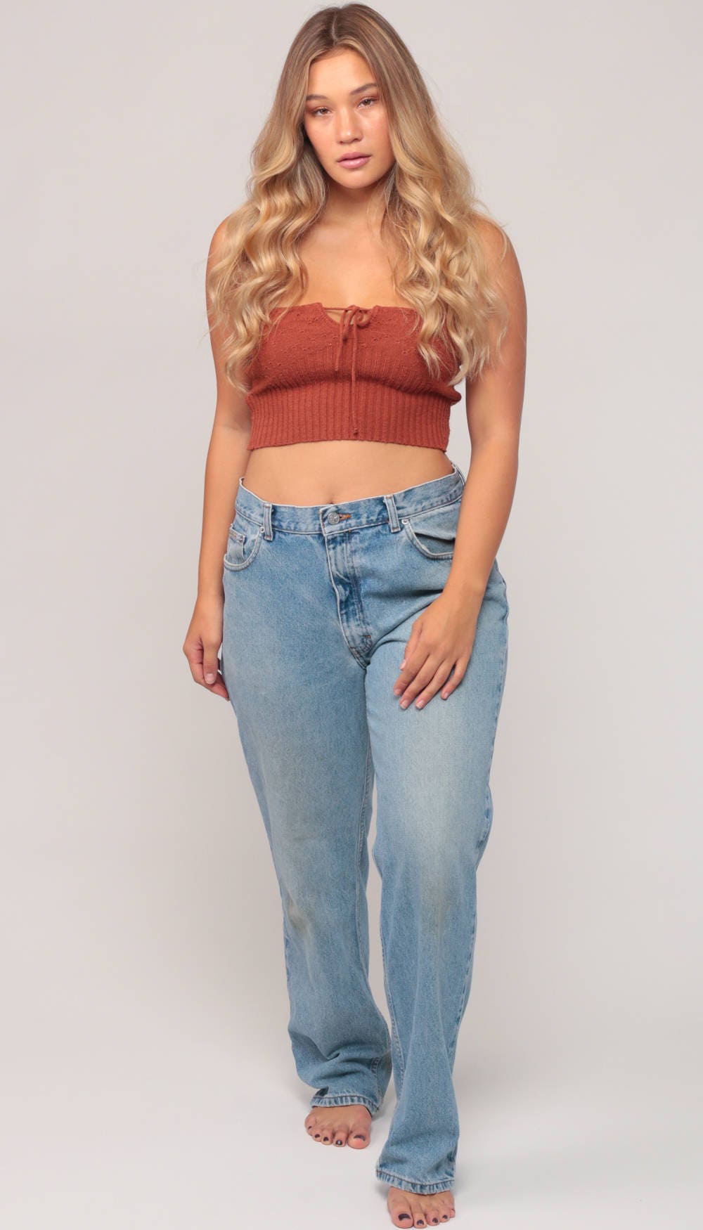 90s Calvin Klein High Waist Mom Jeans Faded Blue Denim Large