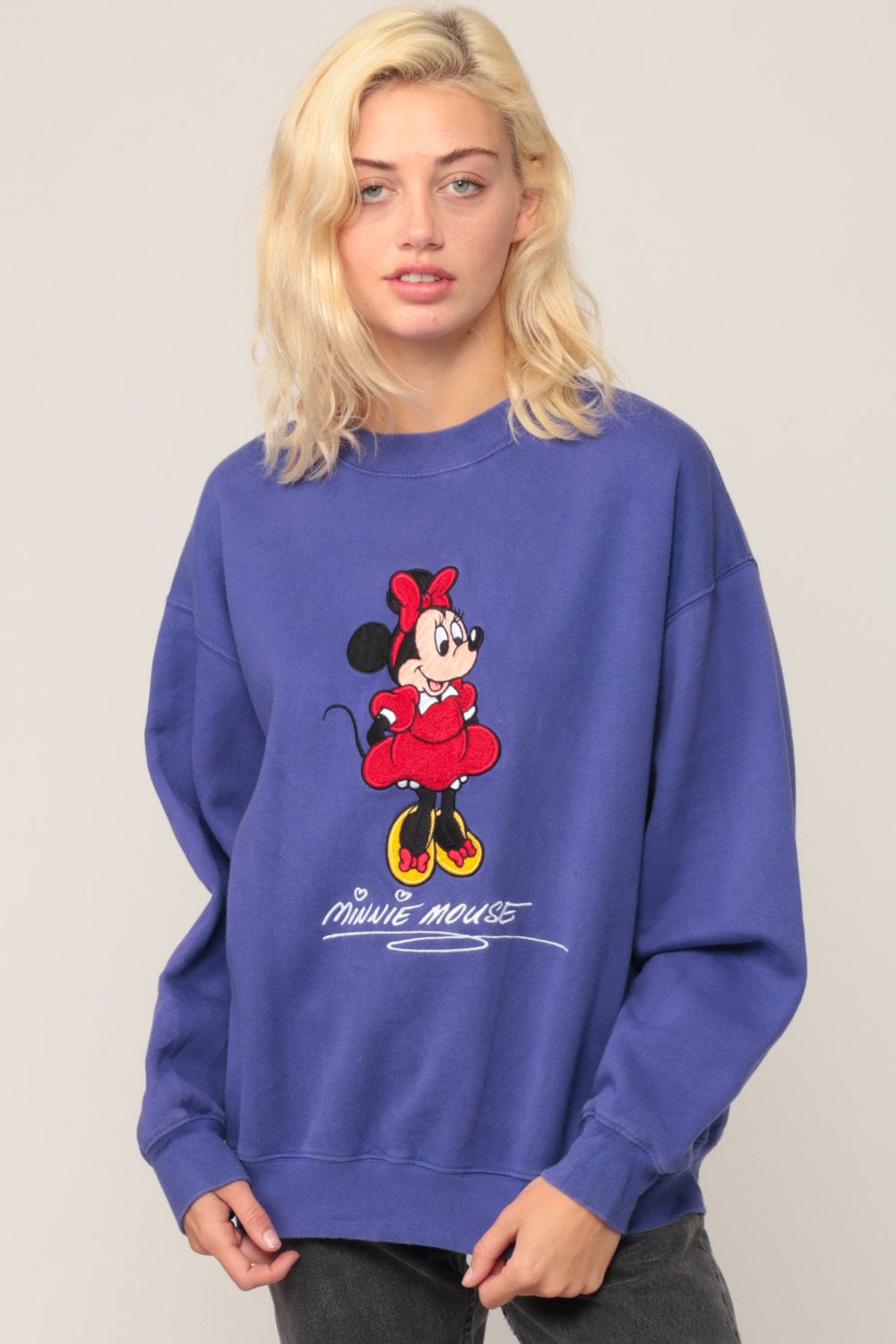 90s Minnie Mouse Walt Disney Sweatshirt Purple Graphic Crewneck Large