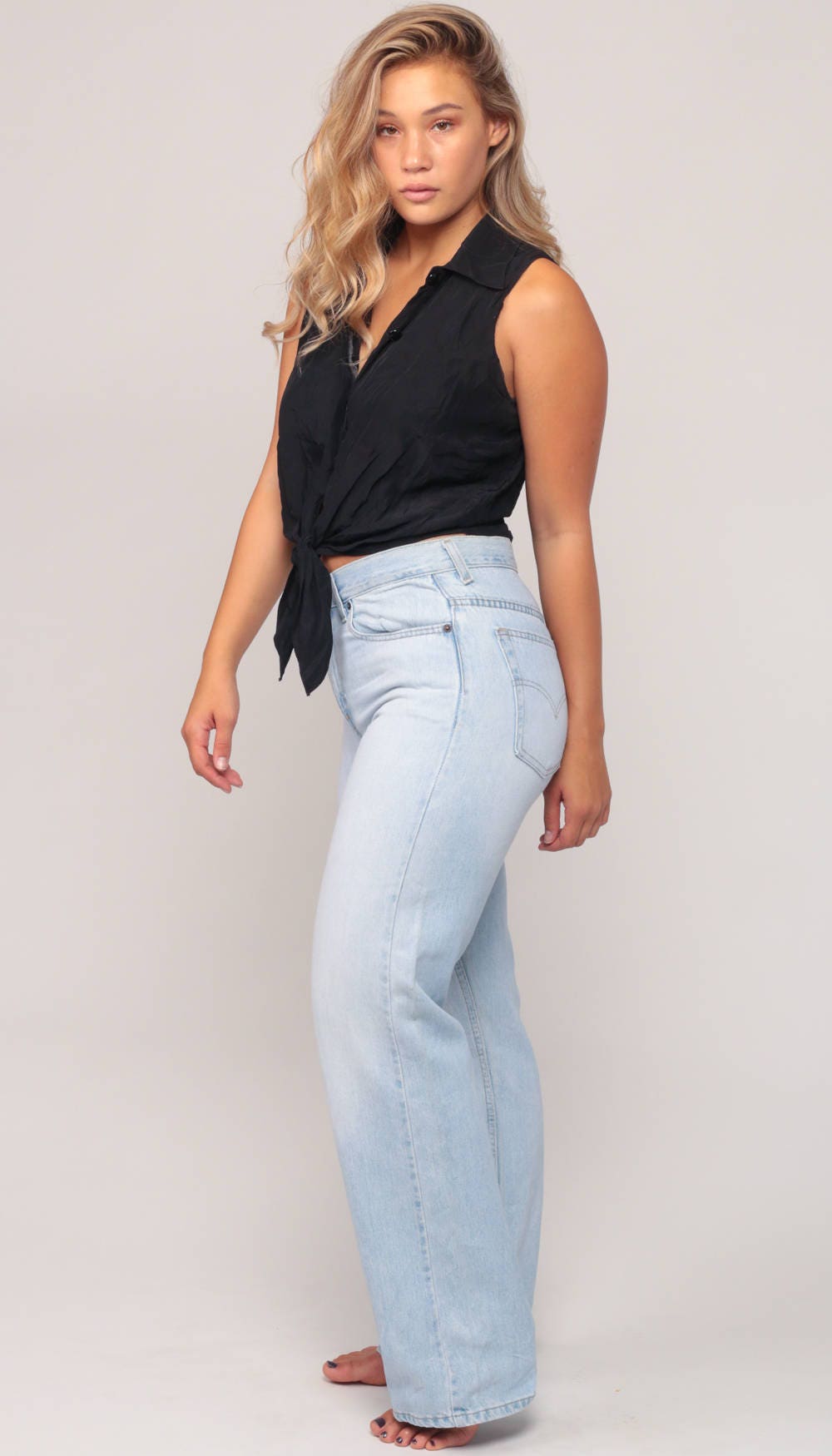 Levis 80s High Waist Straight Leg Jeans Blue Denim Medium 10