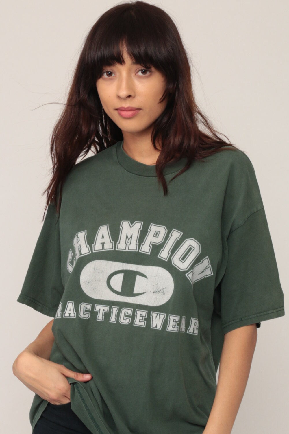 Champion Vintage 90s Athletic T-Shirt Green Unisex Medium Large