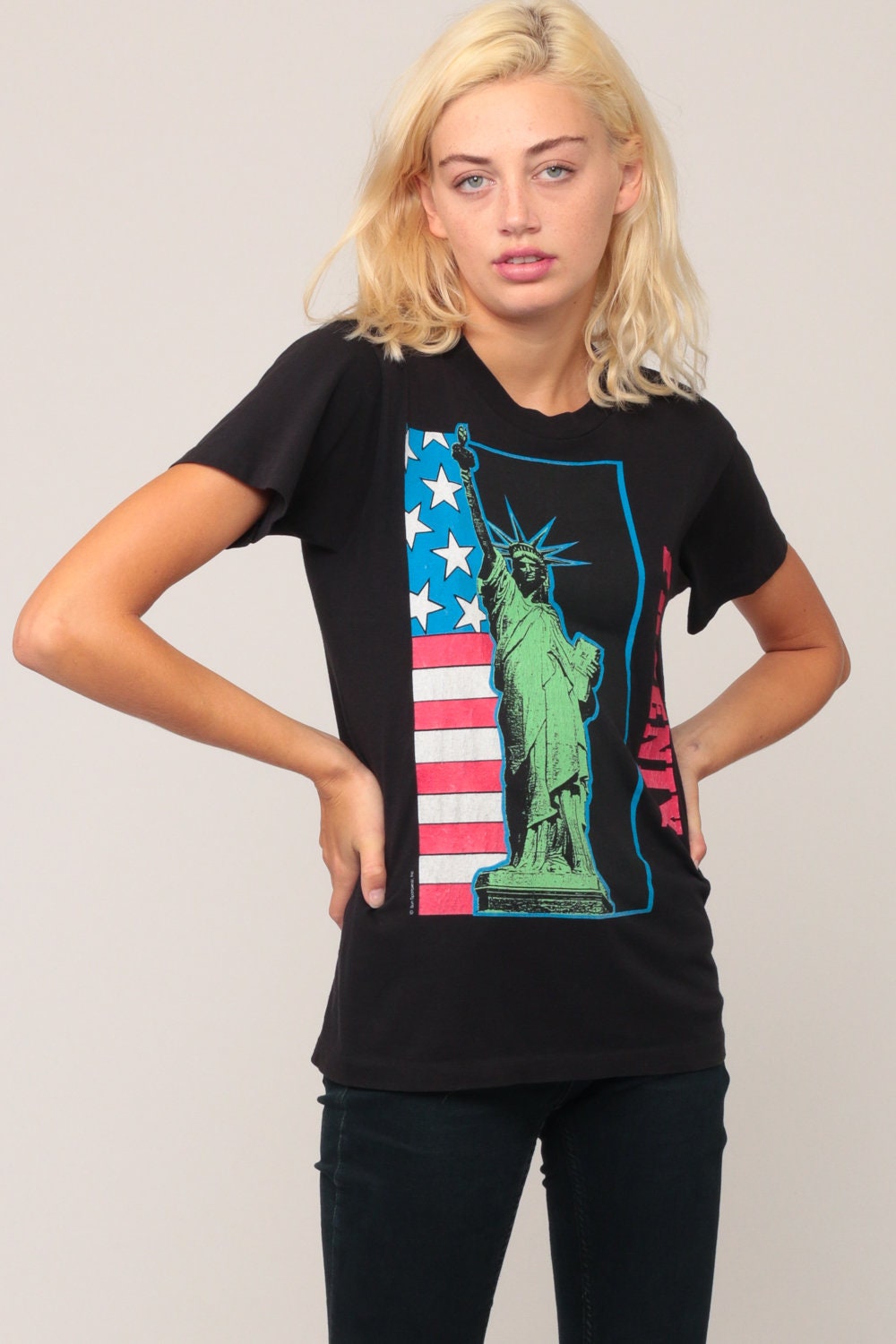80s Statue of Liberty Phoenix Graphic T-Shirt Unisex Medium