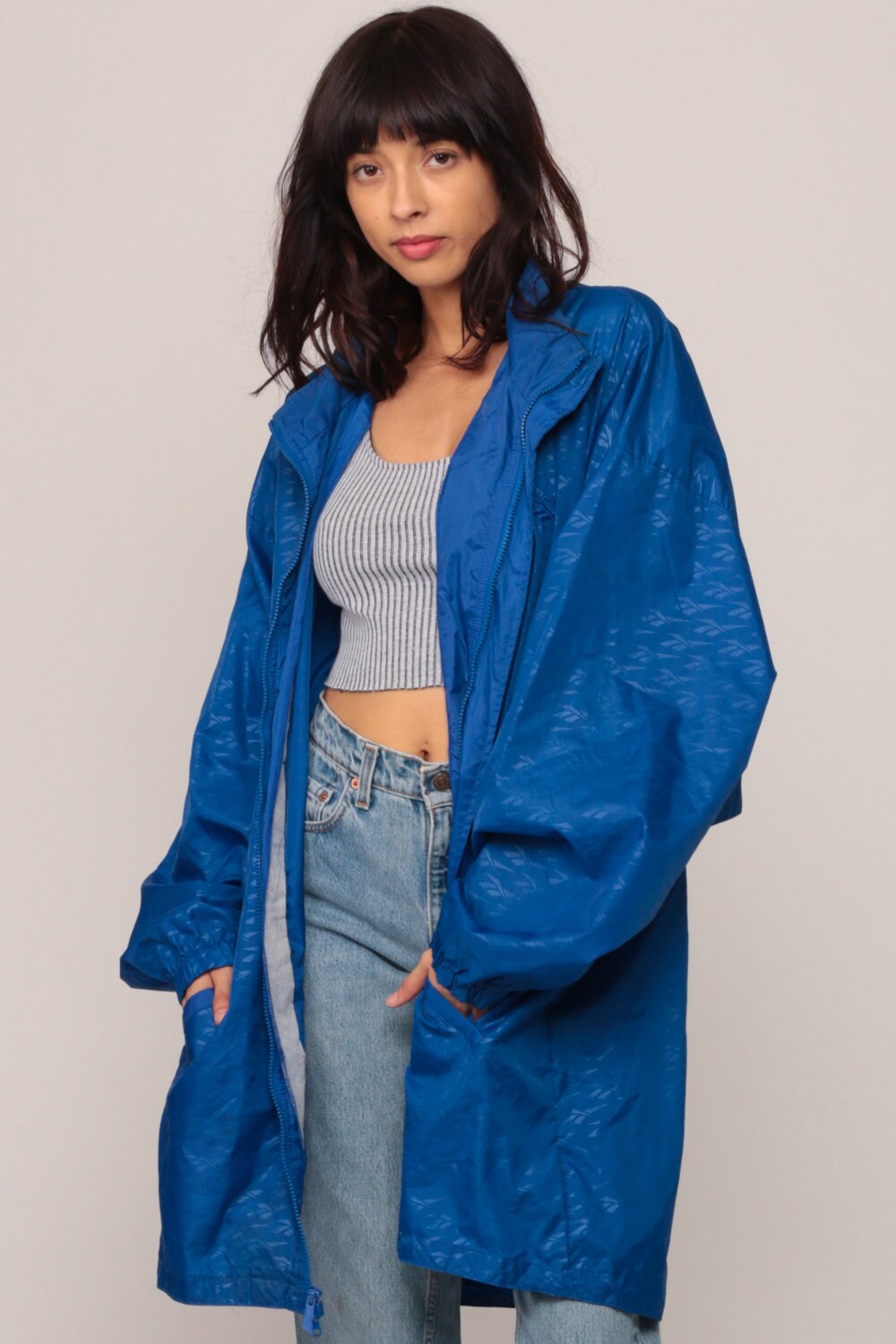 90s Reebok Hooded Windbreaker Jacket Blue Extra Large XXL