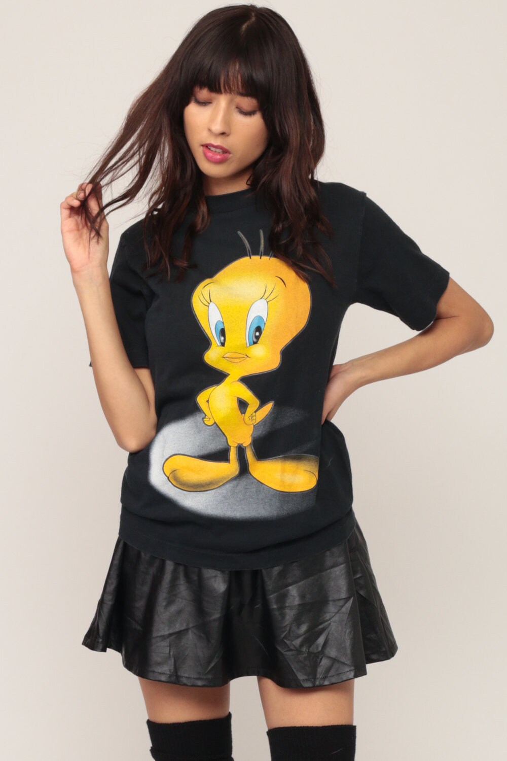 90s Tweety Bird Looney Tunes Warner Bros Graphic T-Shirt Black Small