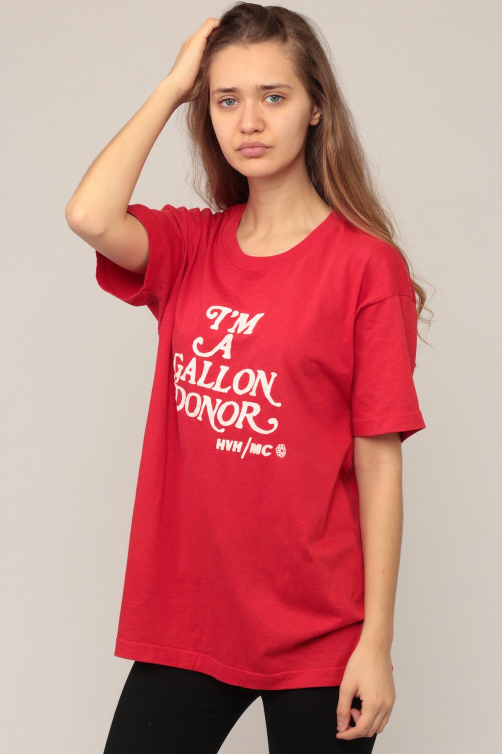 80s Blood Donor Gallon Donor Graphic T-Shirt Burnout Unisex Extra Large