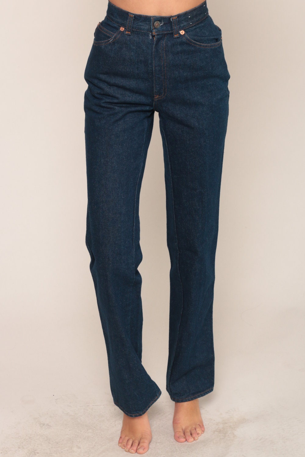 70s Levis Bell Bottom Jeans Dark Blue High Waist Denim Flared Extra Small